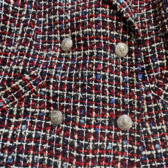 River Island Boucle Blazer in Red Check Size 10 UK - Picture 3 of 9